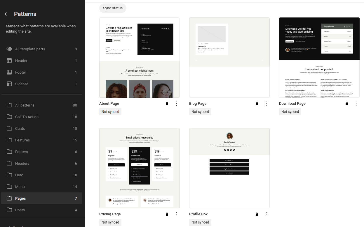 WordPress Pattern Templates